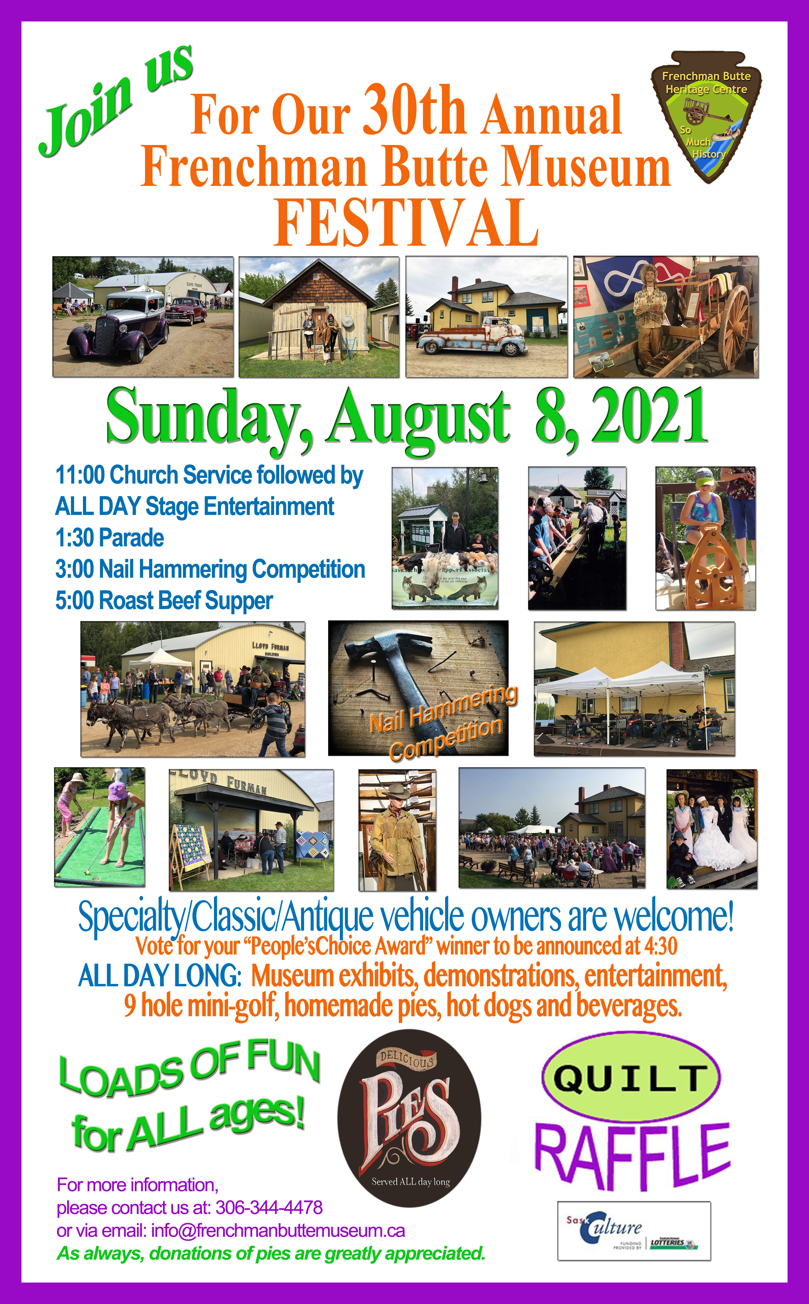 Frenchman Butte Museum 30th Annual Festival August 8, 2021